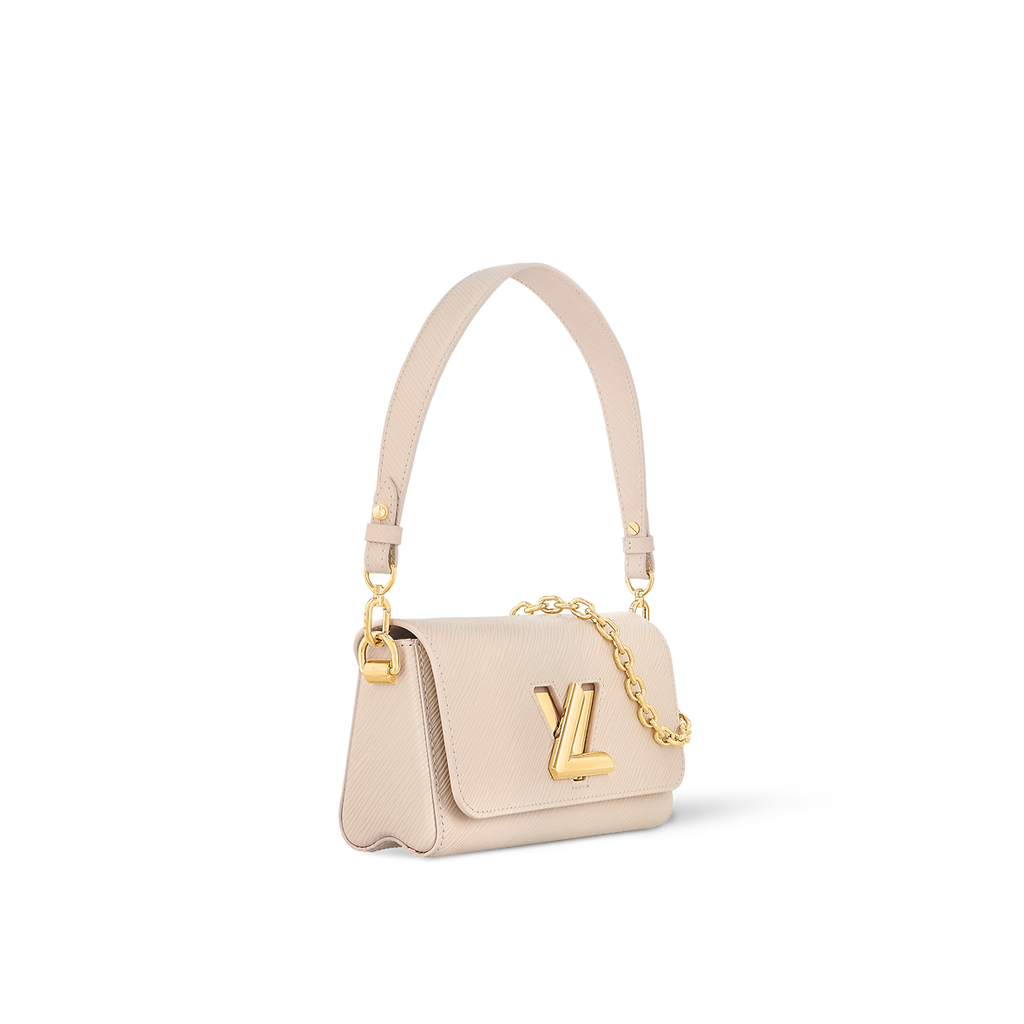 Sac à main Louis Vuitton en cuir Epi beige clair avec logo LV doré et chaîne décorative