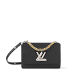Sac à main Louis Vuitton Twist en cuir Epi noir avec chaîne bicolore or et argent