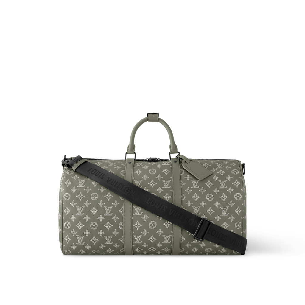 Sac Keepall Bandoulière 50 Louis Vuitton en toile Monogram Eclipse dégradé vert (vert sauge / kaki)