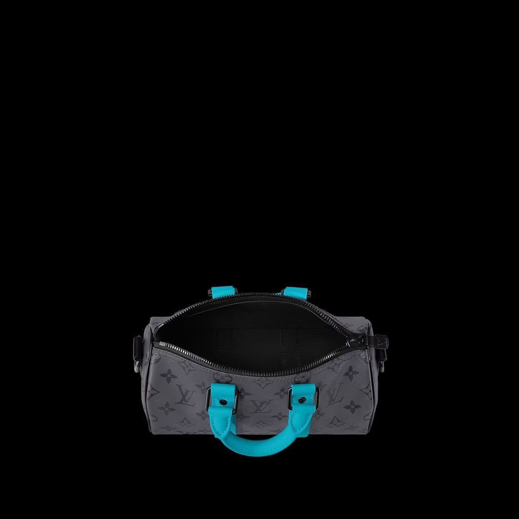 Louis Vuitton Keepall XS – Monogram Eclipse avec finitions turquoise (Bleu lagon)
