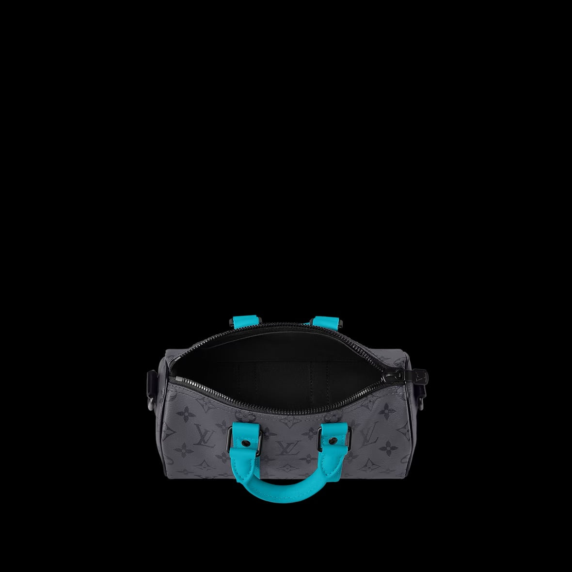 Louis Vuitton Keepall XS – Monogram Eclipse avec finitions turquoise (Bleu lagon)