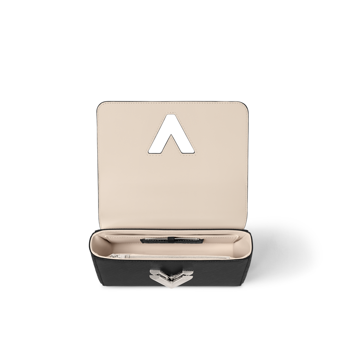 Sac à main Louis Vuitton Twist en cuir Epi noir avec chaîne bicolore or et argent