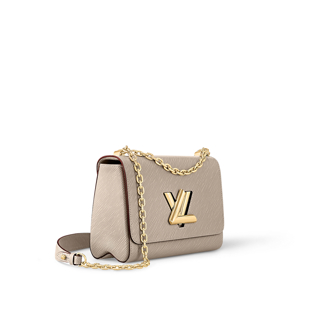 Sac à main Louis Vuitton Twist en cuir Epi beige avec chaîne dorée