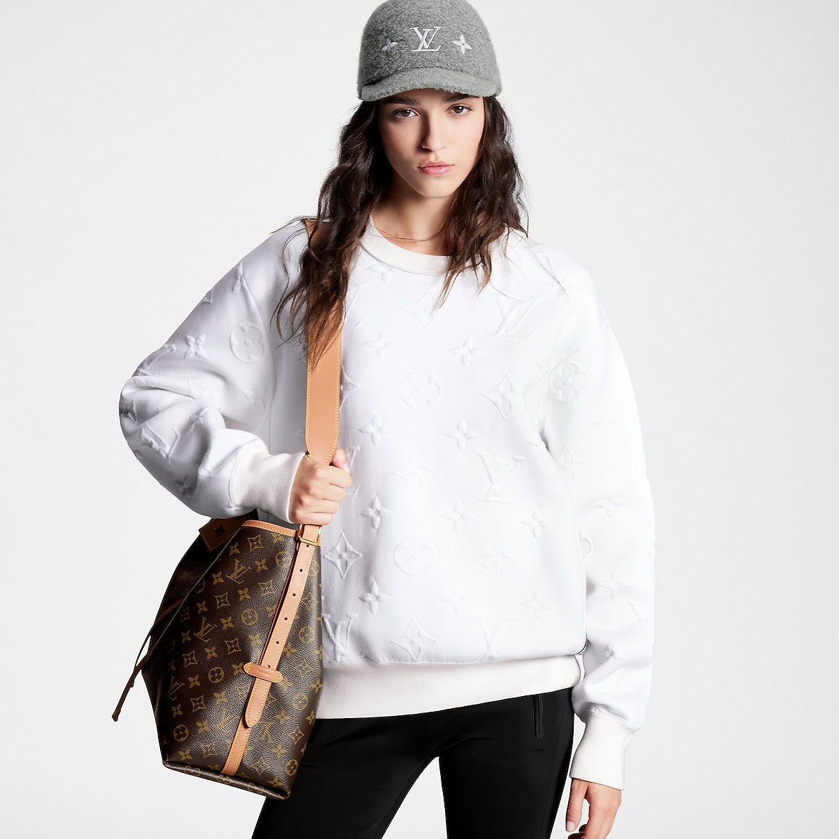 Casquette LV Monogram Shearling Baseball- Gris