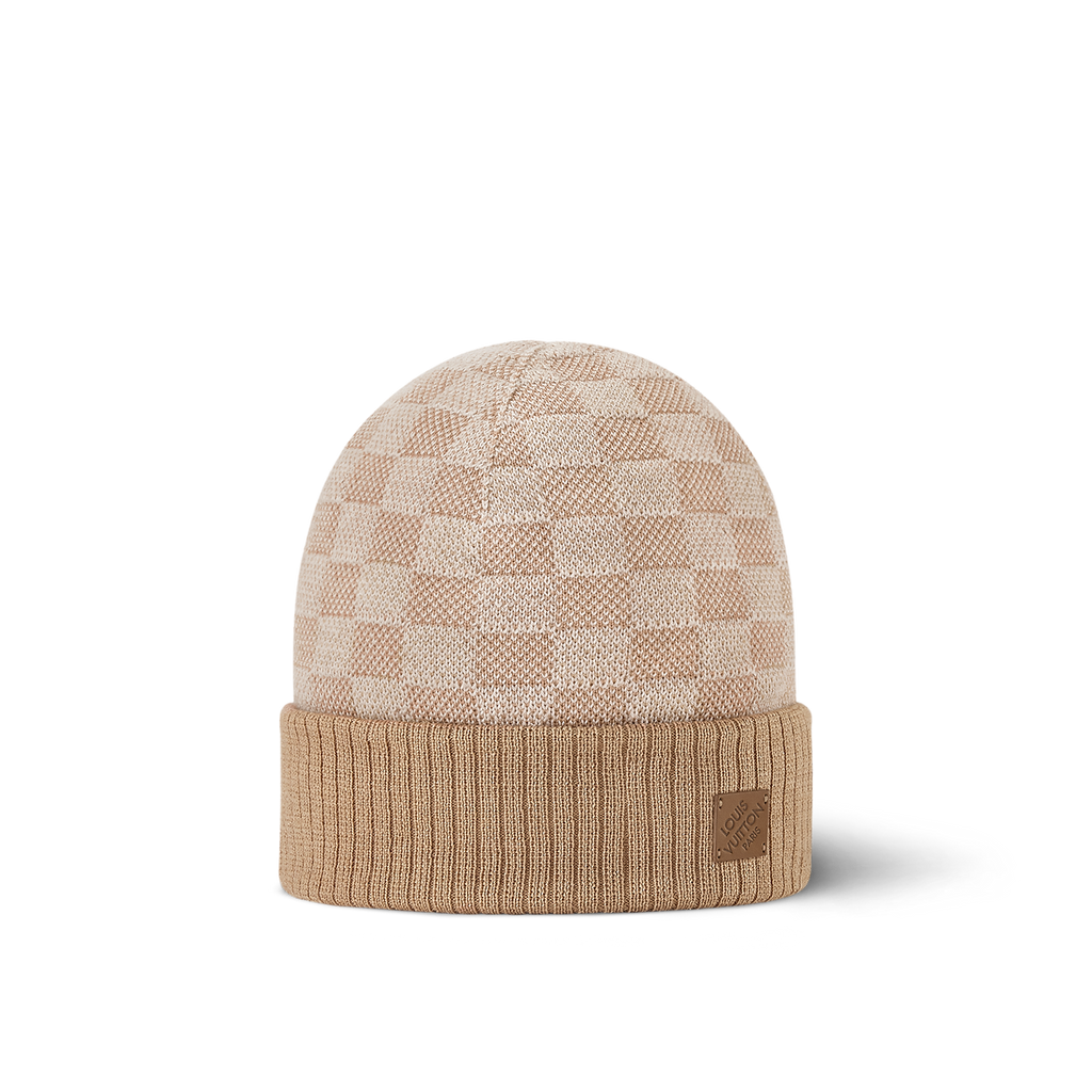 Bonnet et Écharpe Néo Petit Damier Beige