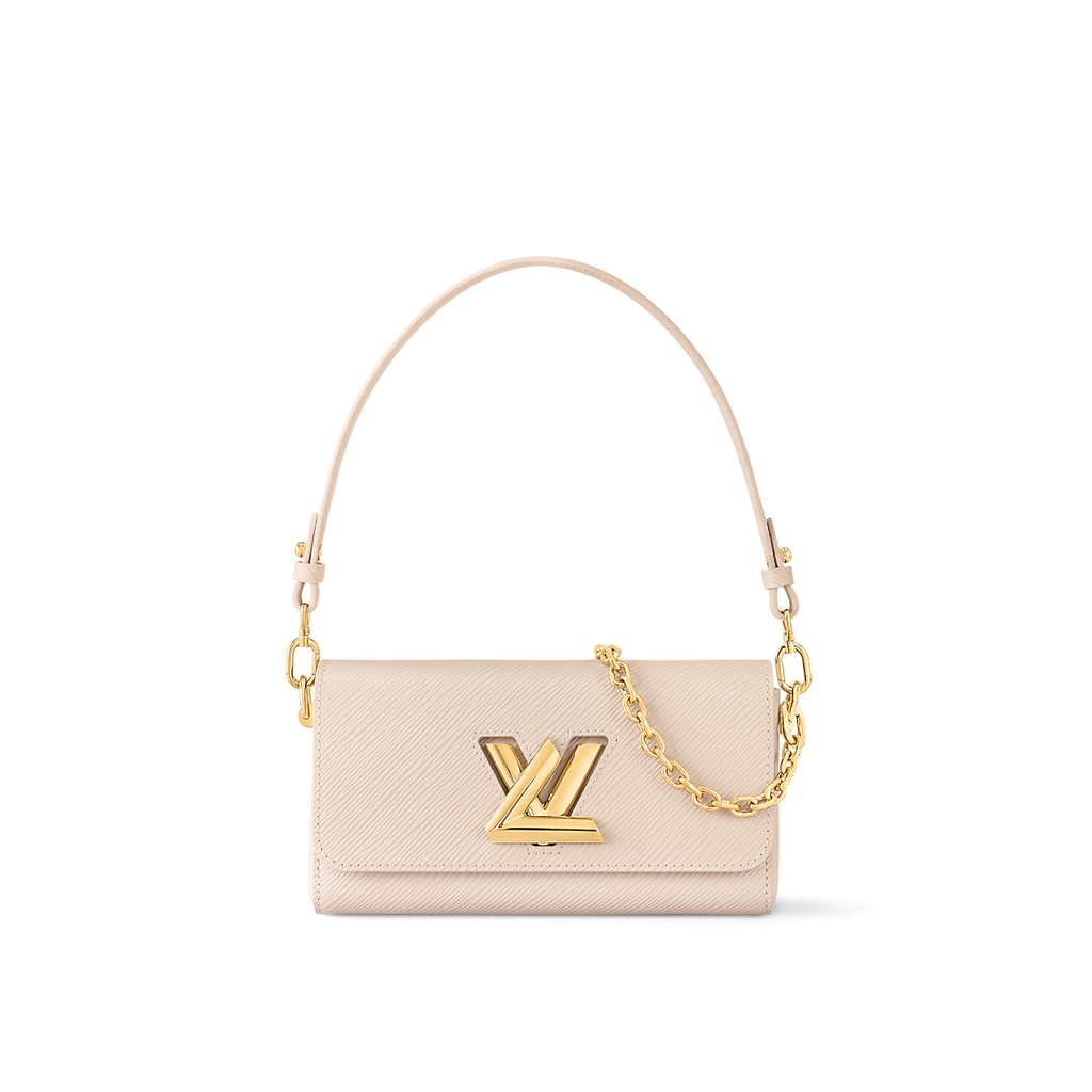 Sac à main Louis Vuitton en cuir Epi beige clair avec logo LV doré et chaîne décorative