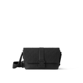 Sac messager Louis Vuitton en cuir Monogram Empreinte noir avec fermoir central