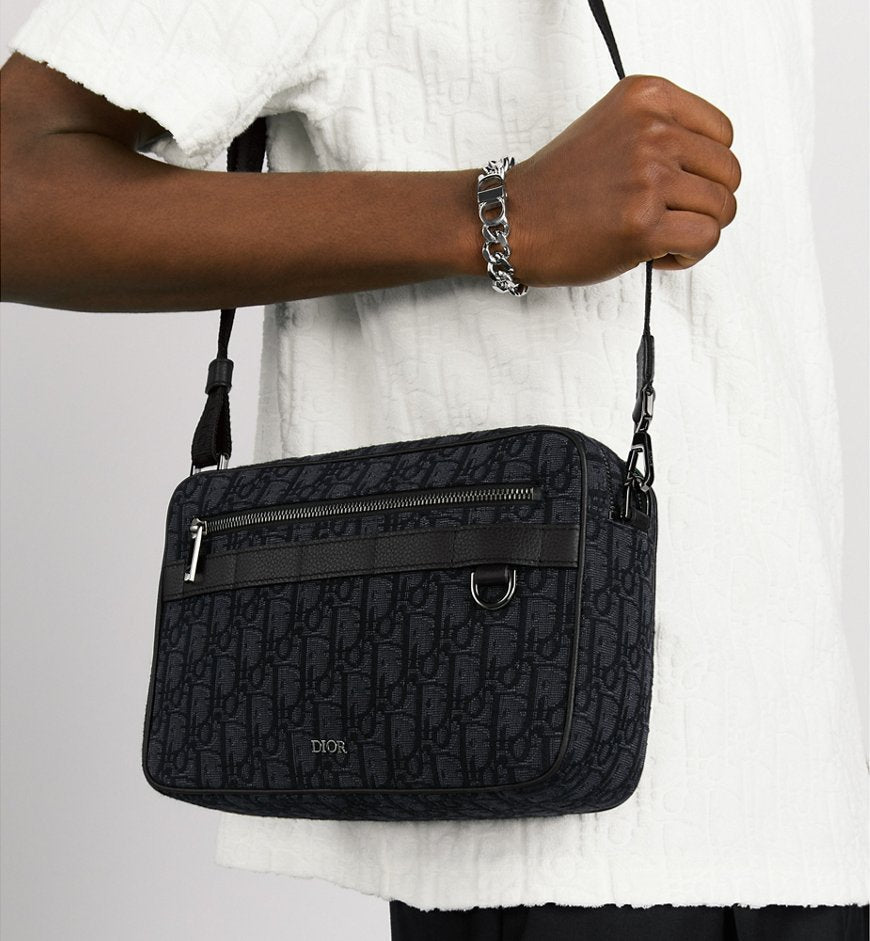 Sac bandoulière Dior en toile Oblique jacquard noire