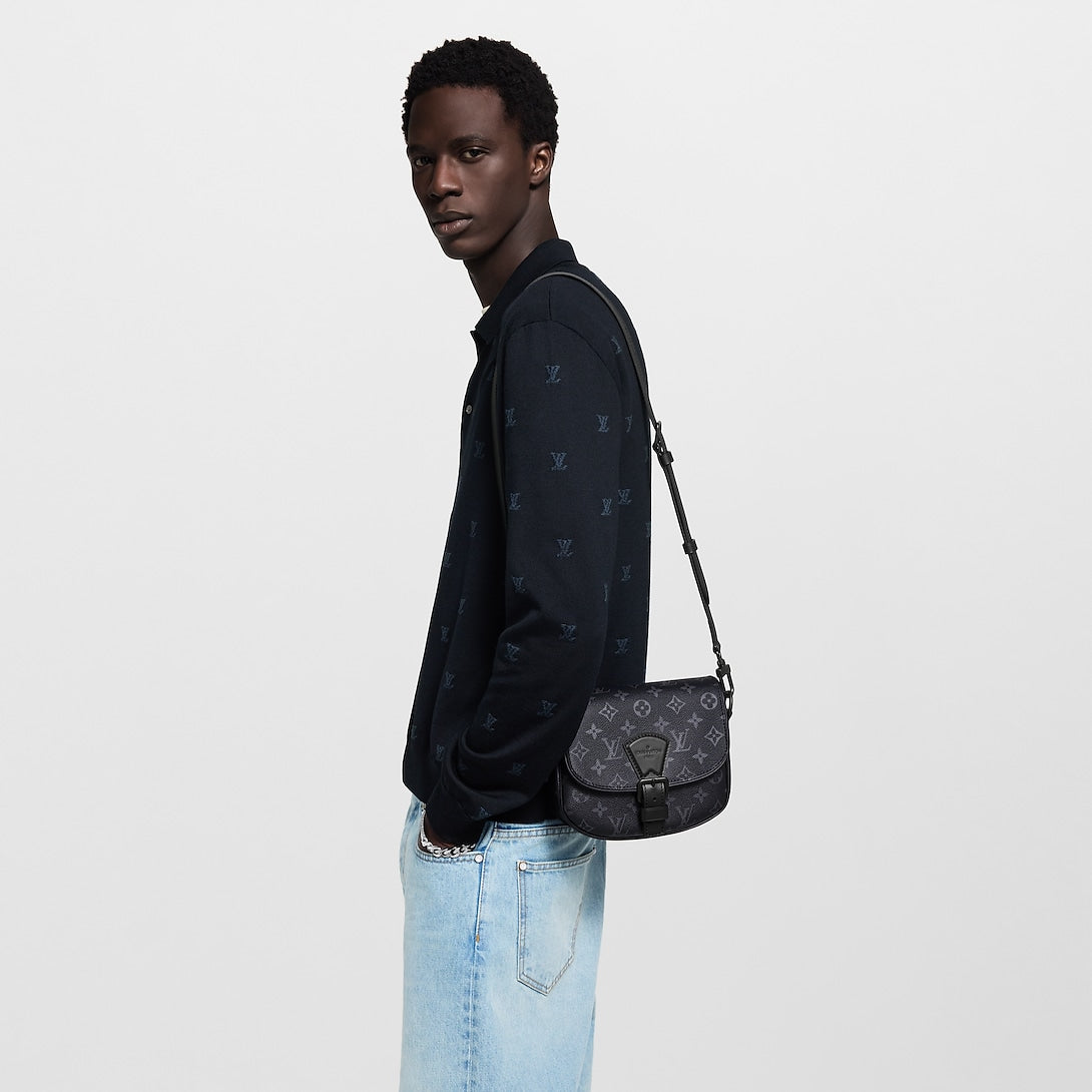 Sac S-Lock Saddle Louis Vuitton en toile Monogram Eclipse (noir et gris)