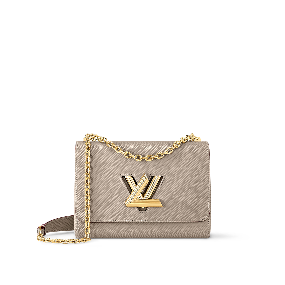 Sac à main Louis Vuitton Twist en cuir Epi beige avec chaîne dorée