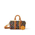 Sac Keepall Bandoulière 25 Louis Vuitton en toile Damier multicolore avec cuir naturel (vachetta)