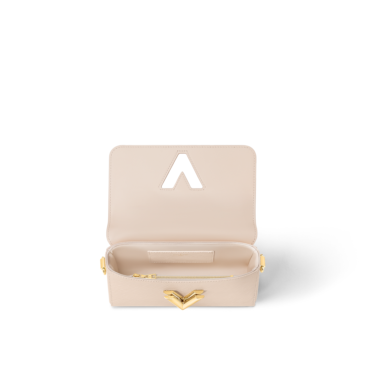 Sac à main Louis Vuitton en cuir Epi beige clair avec logo LV doré et chaîne décorative