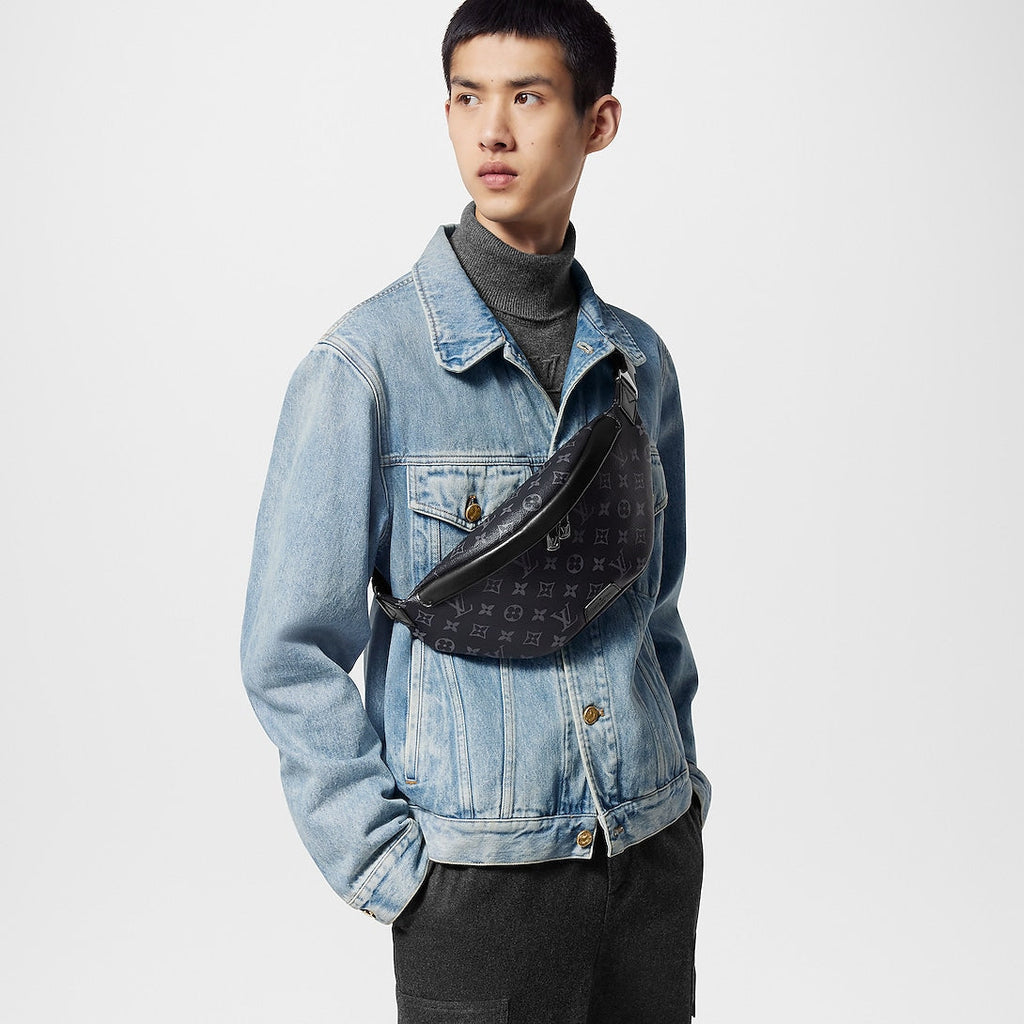 Sac banane Louis Vuitton en toile Monogram Eclipse (noir et gris)