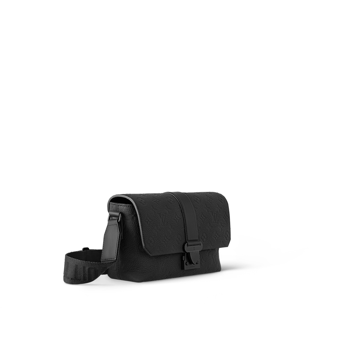 Sac messager Louis Vuitton en cuir Monogram Empreinte noir avec fermoir central