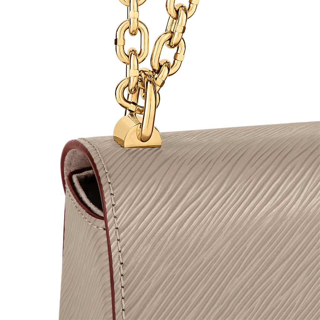 Sac à main Louis Vuitton Twist en cuir Epi beige avec chaîne dorée