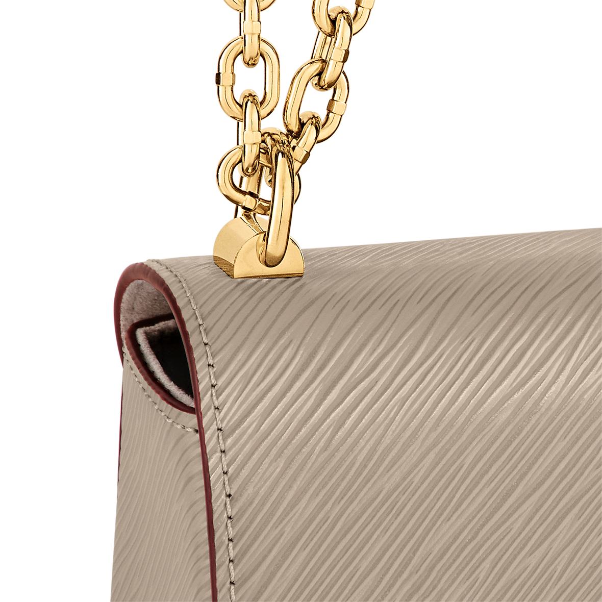 Sac à main Louis Vuitton Twist en cuir Epi beige avec chaîne dorée