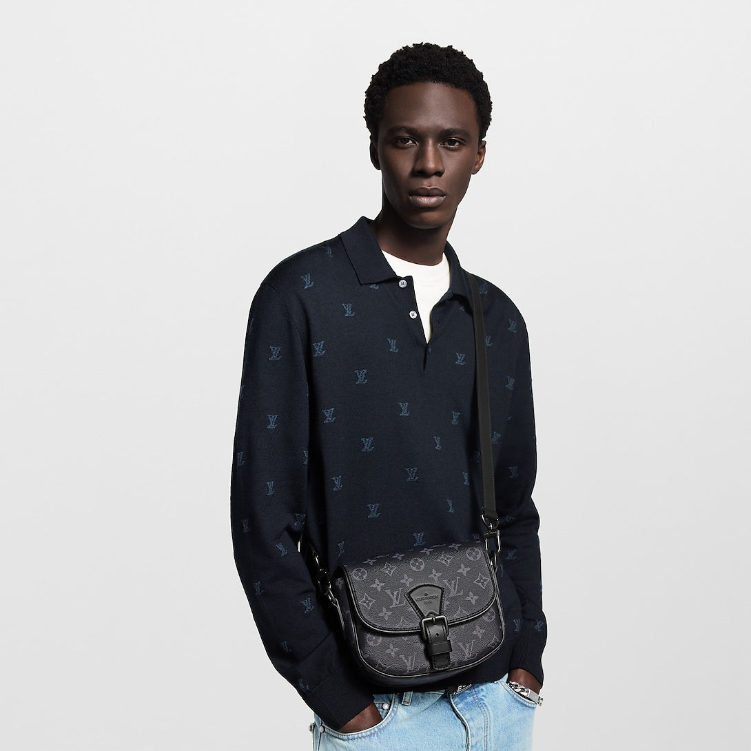 Sac S-Lock Saddle Louis Vuitton en toile Monogram Eclipse (noir et gris)