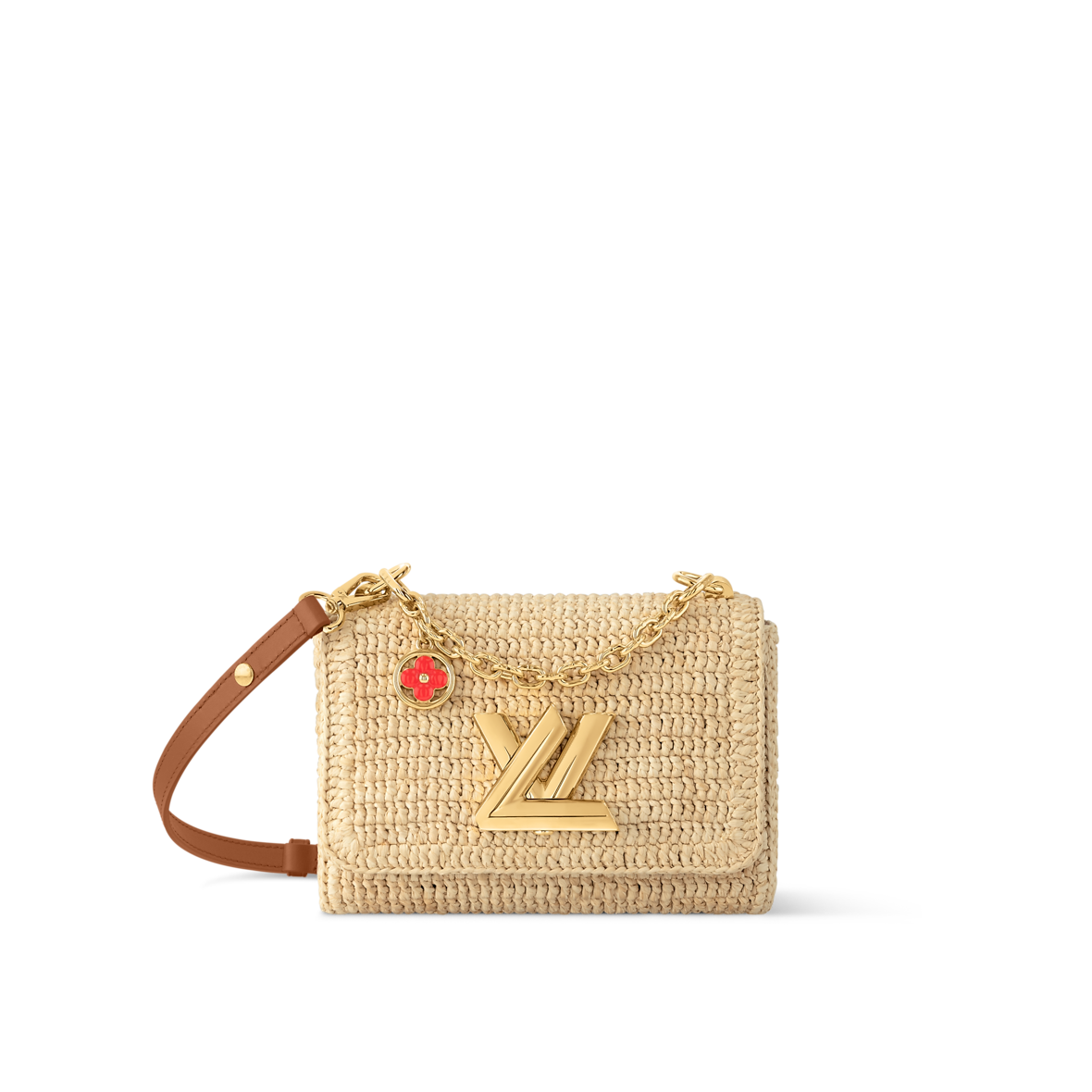 Sac à main Louis Vuitton en raphia tressé beige avec logo LV doré et bandoulière en cuir