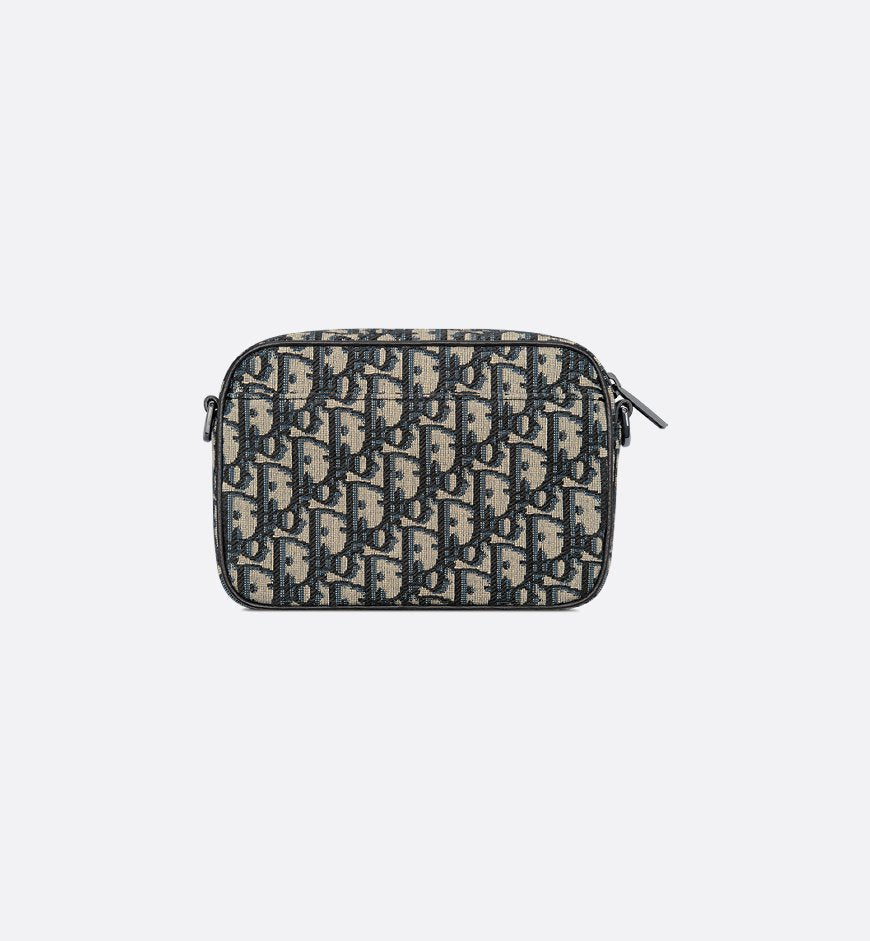 Sac messenger Dior en toile Oblique jacquard bleu et beige