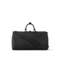 Sac Keepall Bandoulière 50 Louis Vuitton en cuir Monogram Empreinte noir