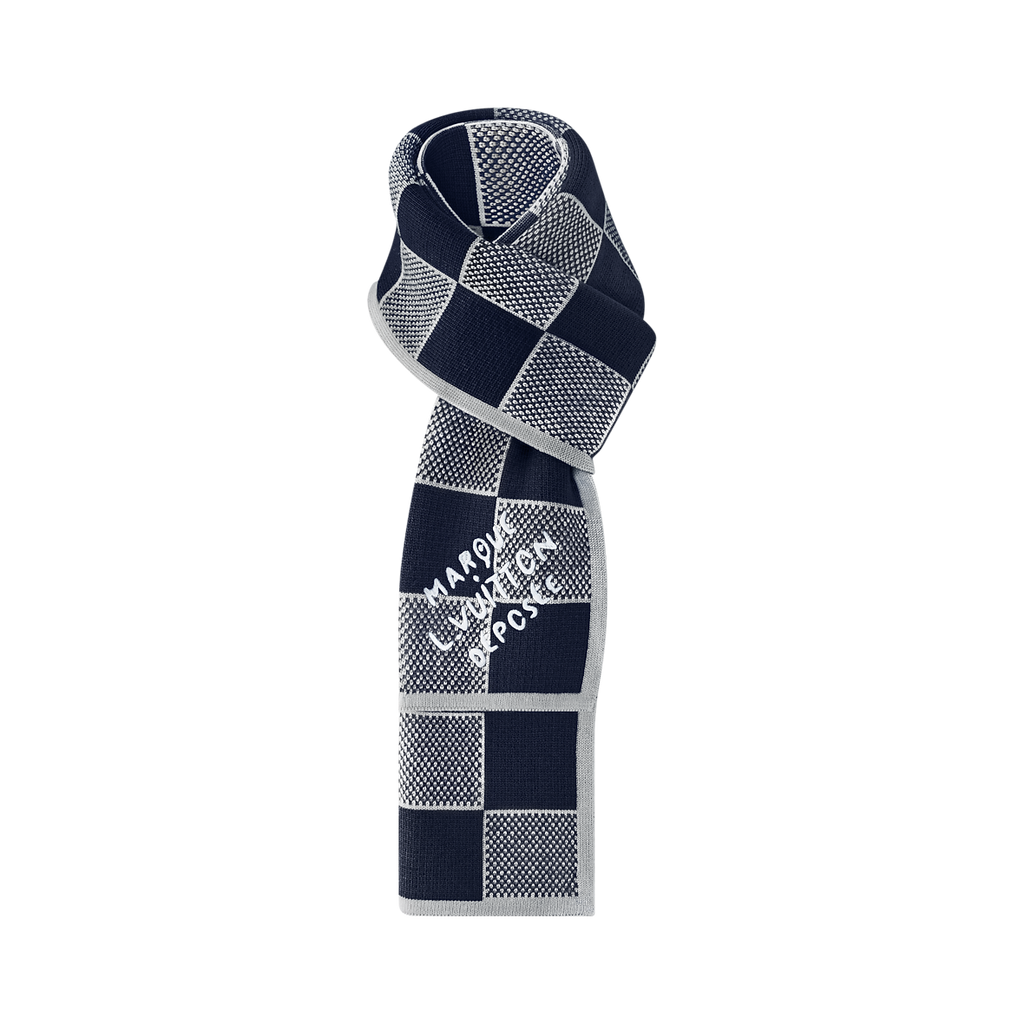 Bonnet et Écharpe Damier Heritage Bleu Marine