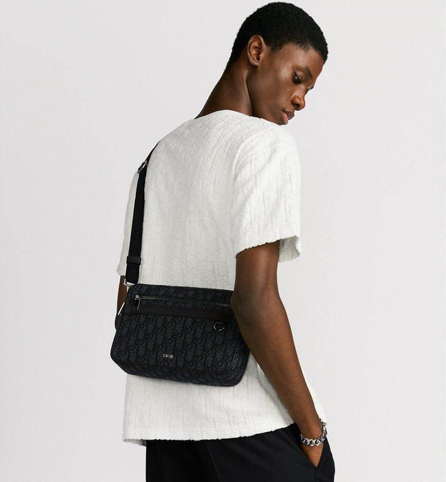 Sac bandoulière Dior en toile Oblique jacquard noire