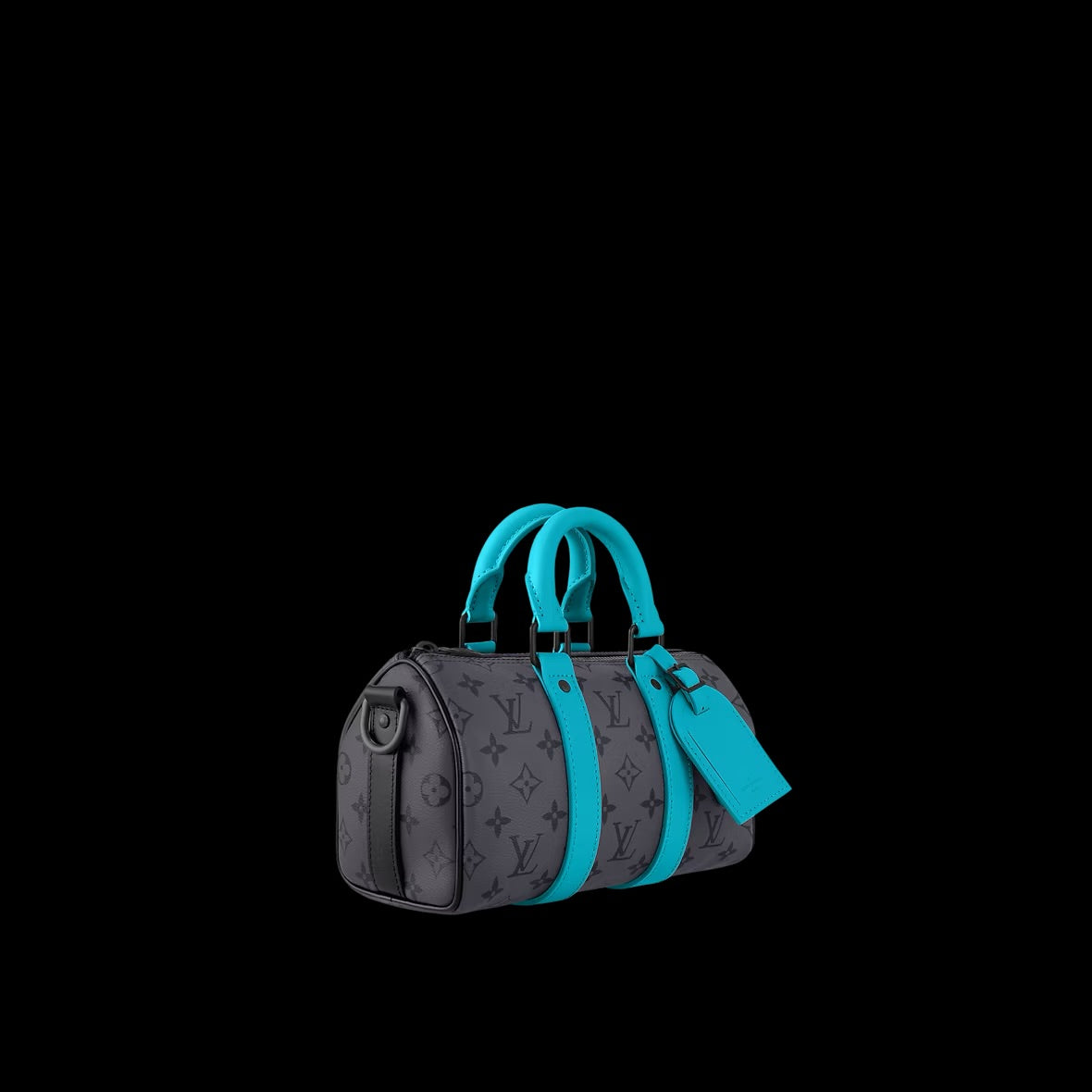 Louis Vuitton Keepall XS – Monogram Eclipse avec finitions turquoise (Bleu lagon)