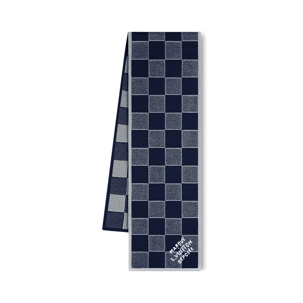 Bonnet et Écharpe Damier Heritage Bleu Marine