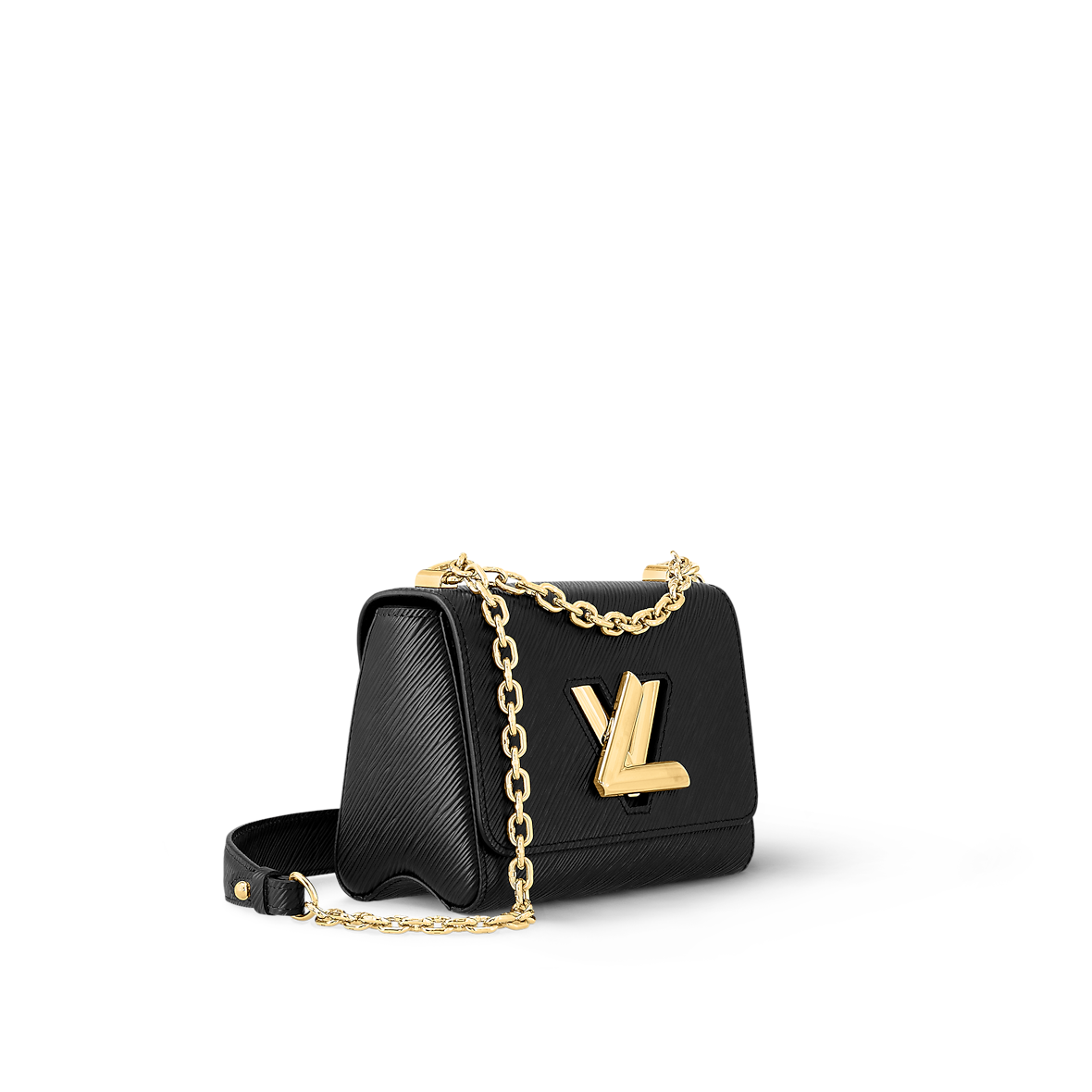 Sac à main Louis Vuitton Twist en cuir Epi noir avec chaîne dorée