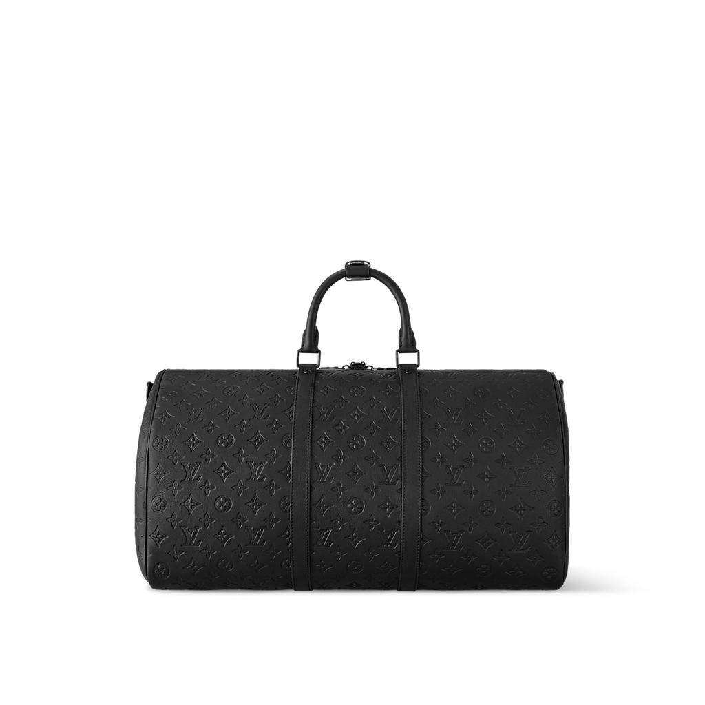 Sac Keepall Bandoulière 50 Louis Vuitton en cuir Monogram Empreinte noir