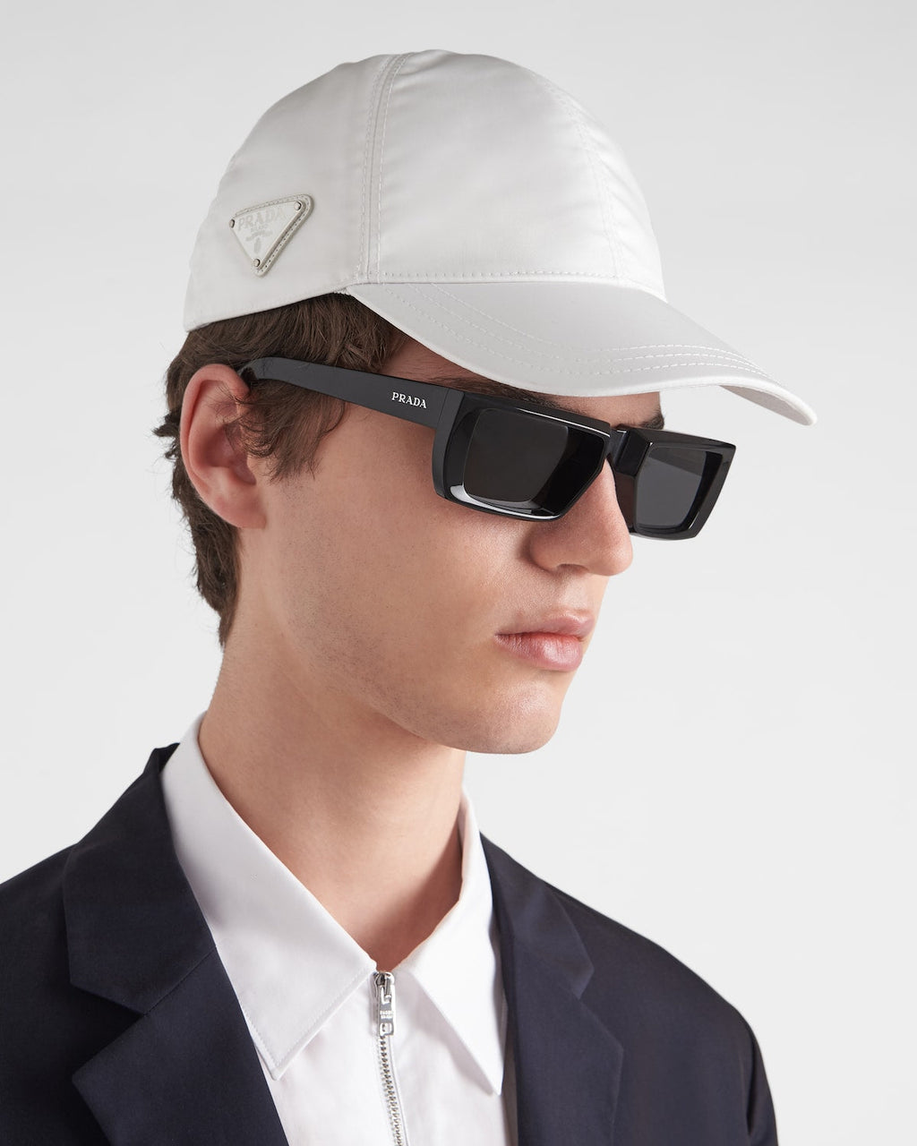 Casquette de baseball Prada en Re-Nylon Blanc