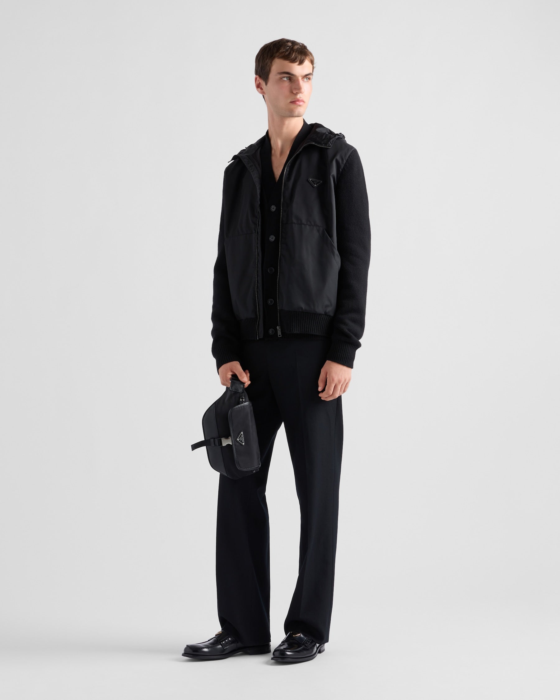 Sac porté épaule en Re-Nylon et cuir Saffiano