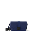 Sac messager Louis Vuitton en cuir Monogram Empreinte bleu avec fermoir central