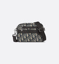 Sac messenger Dior en toile Oblique jacquard bleu et beige