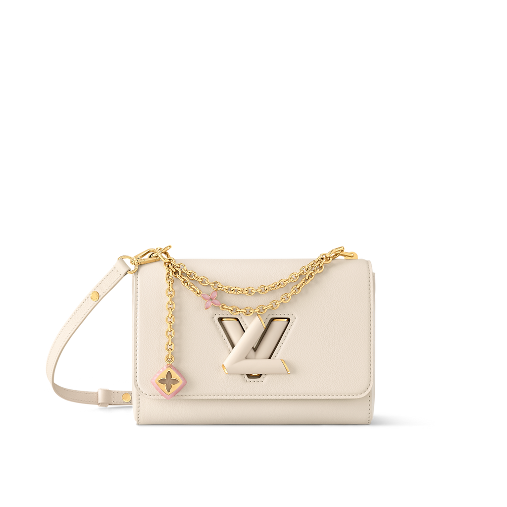 Sac à main Louis Vuitton Twist en cuir blanc cassé