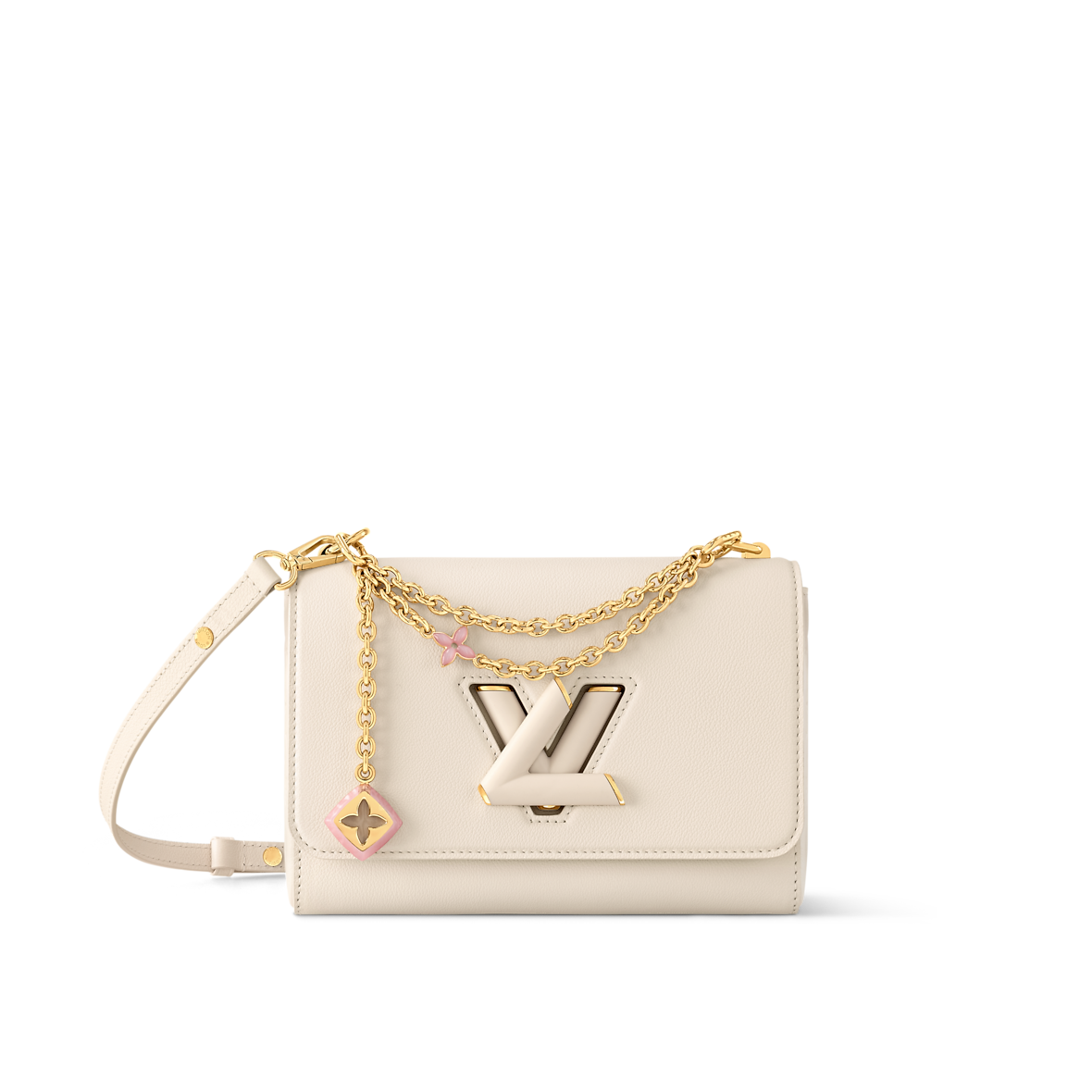 Sac à main Louis Vuitton Twist en cuir blanc cassé