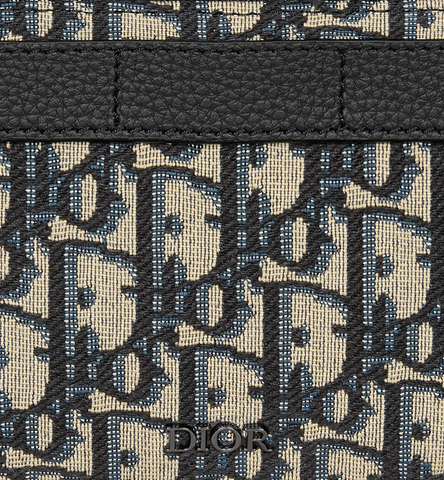 Sac bandoulière Dior en toile Oblique jacquard bleu et beige