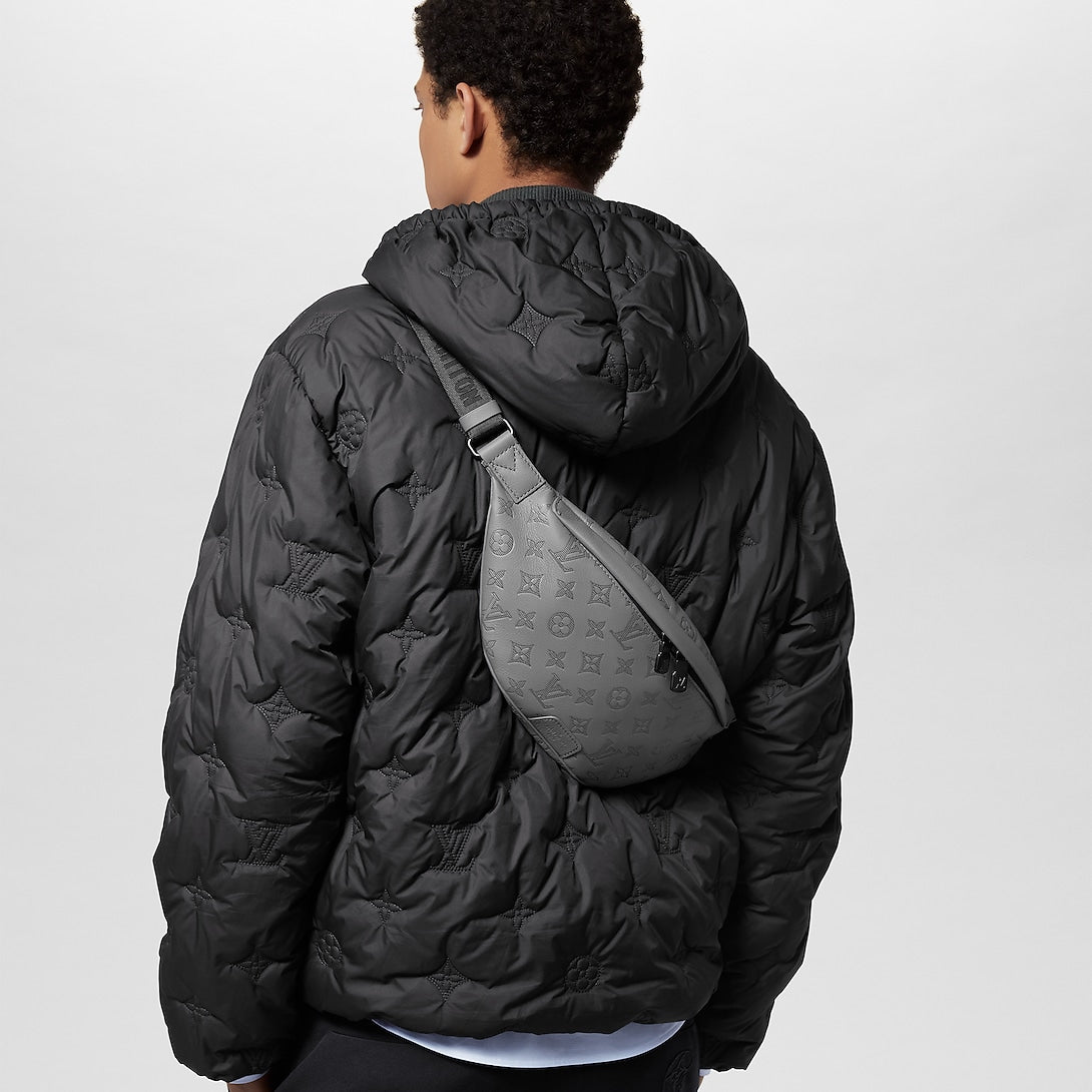 Sac banane Louis Vuitton en cuir Monogram Empreinte gris