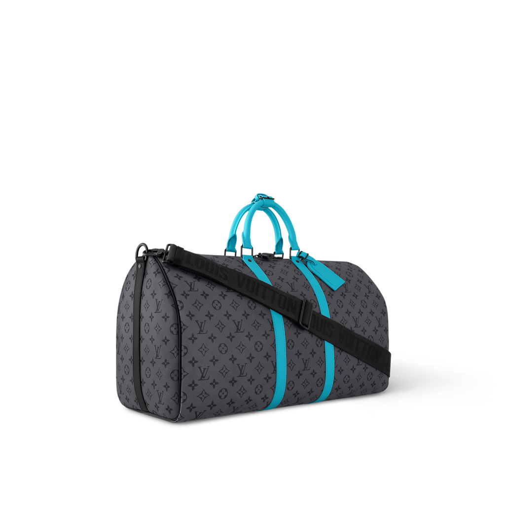 Louis Vuitton Keepall Bandoulière 55 – Monogram Eclipse avec finitions turquoise