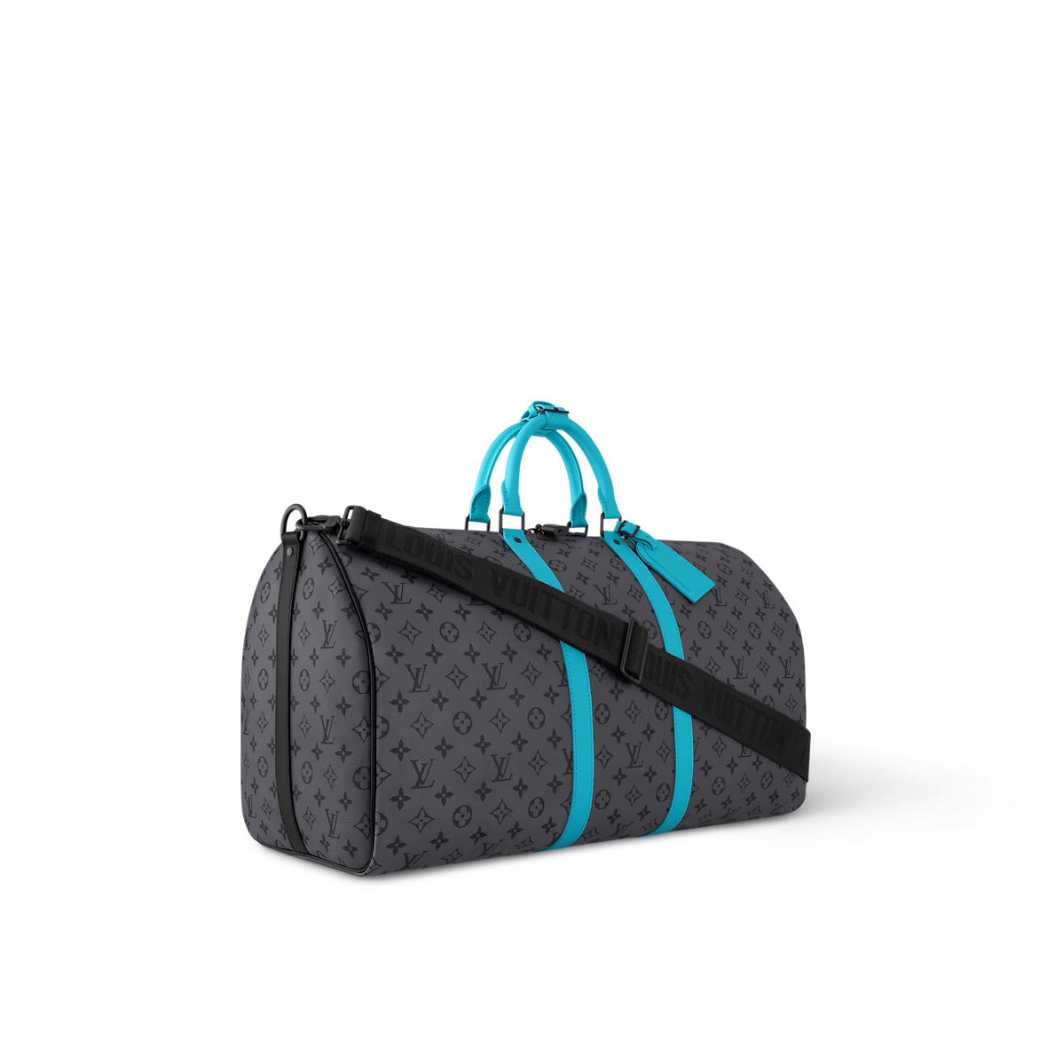 Louis Vuitton Keepall Bandoulière 55 – Monogram Eclipse avec finitions turquoise