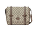 Sac messenger Gucci en toile GG Supreme beige avec finitions en cuir marron